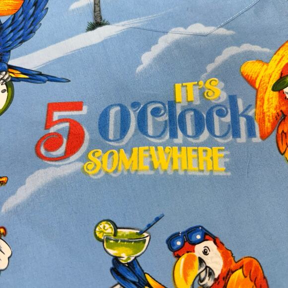 Pacific Legend Hawaiian Shirt 5 O'clock Somewhere Jimmy Buffet 2XL Parrot Tiki - Picture 4 of 11